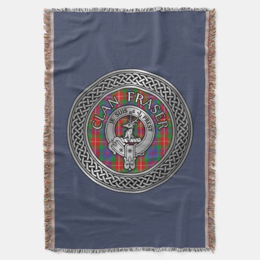 Clan Fraser Wappen & Tartan Knot Throw Blanket Decke (Vorderseite Vertikal)