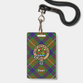 Clan Fraser Wappen über Jagd auf Tartan Ausweis (Vorderseite mit Lanyard)