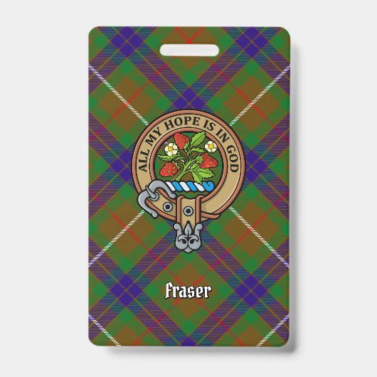 Clan Fraser Wappen über Jagd auf Tartan Ausweis (Vorderseite)