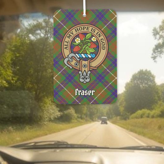 Clan Fraser Wappen über Jagd auf Tartan Autolufterfrischer