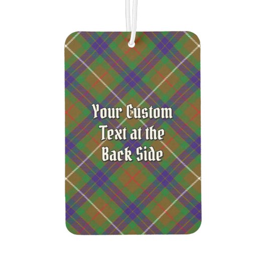 Clan Fraser Wappen über Jagd auf Tartan Autolufterfrischer (Rückseite)