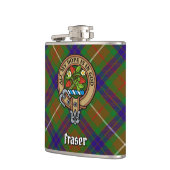 Clan Fraser Wappen über Jagd auf Tartan Flachmann (Links)