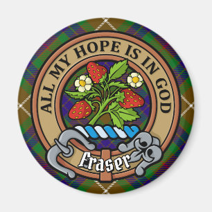 Clan Fraser Wappen über Jagd auf Tartan Magnet