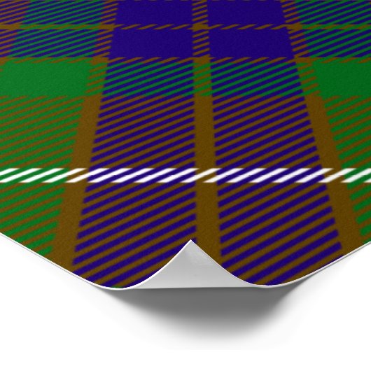 Clan Fraser Wappen über Jagd auf Tartan Poster (Ecke)