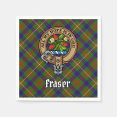 Clan Fraser Wappen über Jagd auf Tartan Serviette (Vorderseite)
