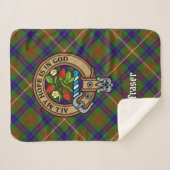 Clan Fraser Wappen über Jagd auf Tartan Sherpadecke (Vorderseite (Horizontal))