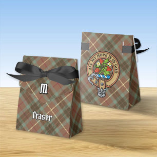 Clan Fraser Wappen über Jagd gewitterter Tartan Geschenkschachtel