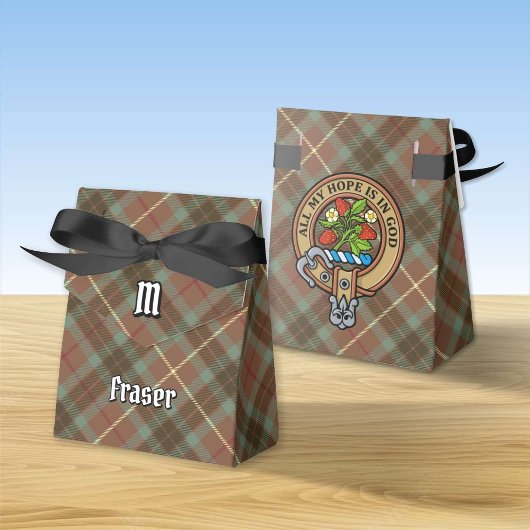Clan Fraser Wappen über Jagd gewitterter Tartan Geschenkschachtel