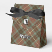 Clan Fraser Wappen über Jagd gewitterter Tartan Geschenkschachtel (Vorderseite)