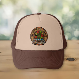 Clan Fraser Wappen über Jagd gewitterter Tartan Truckerkappe