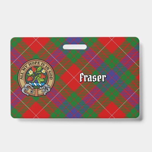 Clan Fraser Wappen über Tartan Ausweis (Vorderseite)