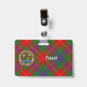 Clan Fraser Wappen über Tartan Ausweis (Vorderseite mit Clip)