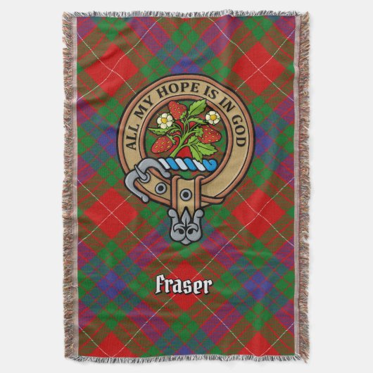 Clan Fraser-Wappen über Tartan Decke (Vorderseite Vertikal)