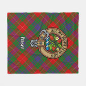 Clan Fraser Wappen über Tartan Fleecedecke (Vorderseite (Horizontal))