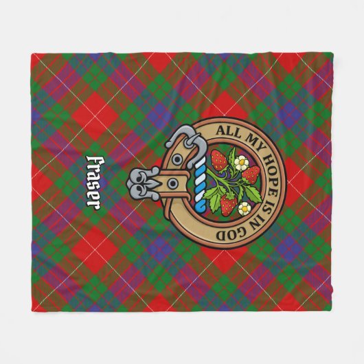 Clan Fraser Wappen über Tartan Fleecedecke (Vorderseite (Horizontal))
