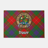 Clan Fraser Wappen über Tartan Fußmatte (Vorderseite)