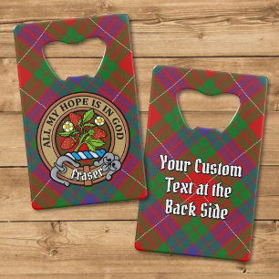 Clan Fraser Wappen über Tartan Geldbeutel Flaschenöffner