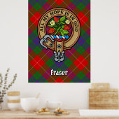 Clan Fraser Wappen über Tartan Poster (Küche)