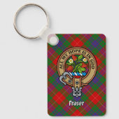 Clan Fraser Wappen über Tartan Schlüsselanhänger (Vorderseite)