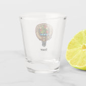 Clan Fraser Wappen über Tartan Shot Glass Schnapsglas (Rückseite)