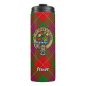 Clan Fraser Wappen über Tartan Thermosbecher (Vorderseite)