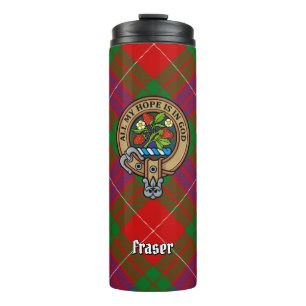Clan Fraser Wappen über Tartan Thermosbecher