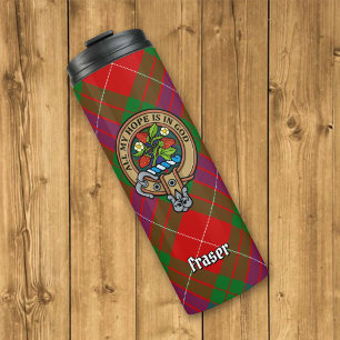 Clan Fraser Wappen über Tartan Thermosbecher