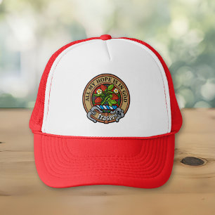 Clan Fraser Wappen über Tartan Trucker Hat Truckerkappe