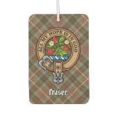 Clan Fraser Wappen über Wetterjagd Tartan Autolufterfrischer (Vorderseite)