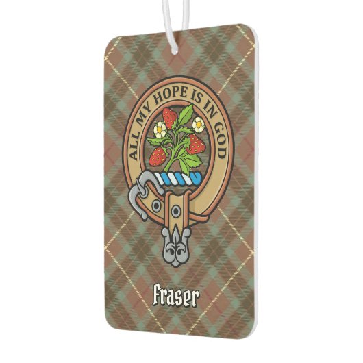 Clan Fraser Wappen über Wetterjagd Tartan Autolufterfrischer (Links)