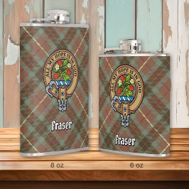 Clan Fraser Wappen über Wetterjagd Tartan Flachmann