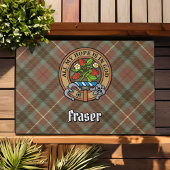 Clan Fraser Wappen über Wetterjagd Tartan Fußmatte