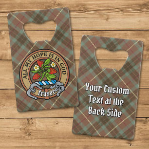 Clan Fraser Wappen über Wetterjagd Tartan Geldbeutel Flaschenöffner