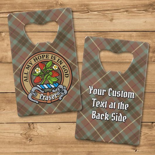 Clan Fraser Wappen über Wetterjagd Tartan Geldbeutel Flaschenöffner