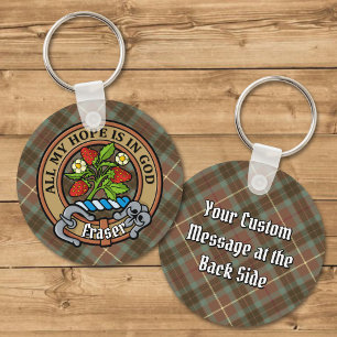 Clan Fraser Wappen über Wetterjagd Tartan Schlüsselanhänger