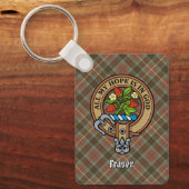 Clan Fraser Wappen über Wetterjagd Tartan Schlüsselanhänger (Vorderseite)