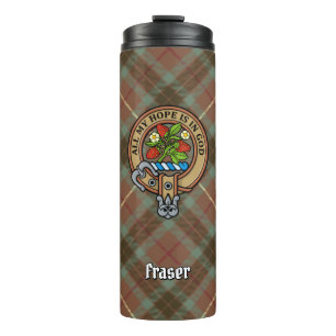 Clan Fraser Wappen über Wetterjagd Tartan Thermosbecher