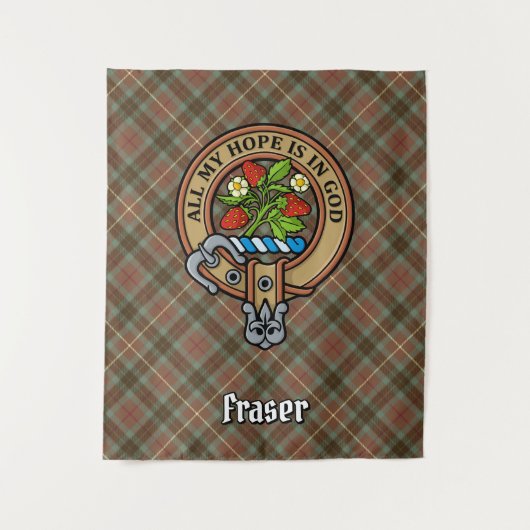 Clan Fraser Wappen über Wetterjagd Tartan Wandteppich (Vorderseite)