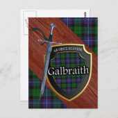 Clan Galbraith Tartan Sword & Shield Postkarte (Vorne/Hinten)