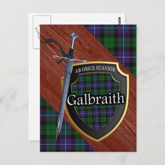 Clan Galbraith Tartan Sword & Shield Postkarte (Vorne/Hinten)
