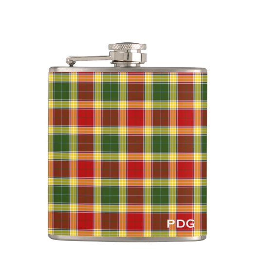 Clan Gibbs Tartan Monogram Flachmann (Vorderseite)