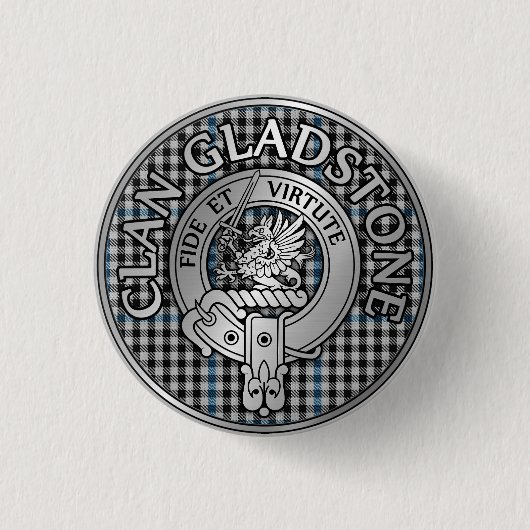 Clan Gladstone Wappen & Tartan Button (Vorderseite)