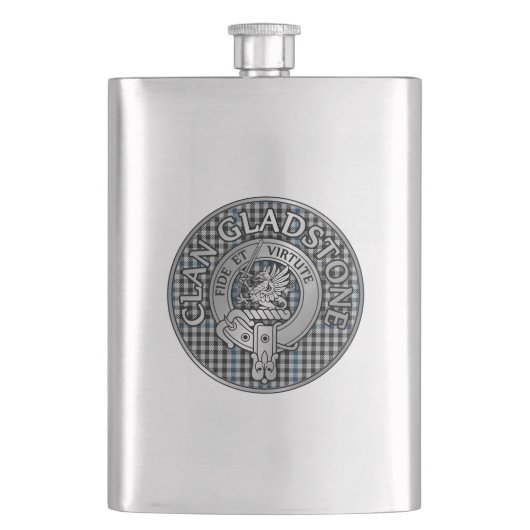 Clan Gladstone Wappen & Tartan Flachmann (Vorderseite)