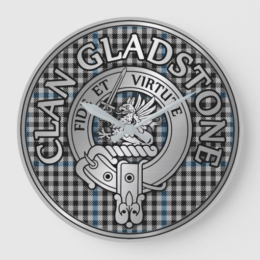 Clan Gladstone Wappen & Tartan Große Wanduhr (Vorderseite)