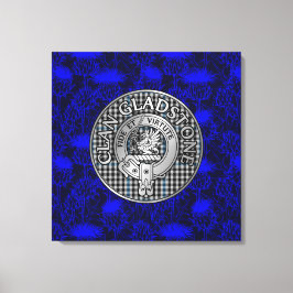 Clan Gladstone Wappen & Tartan on Thistle Leinwanddruck