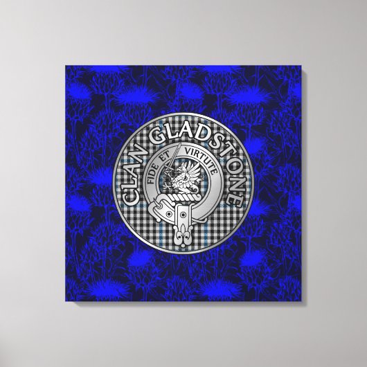 Clan Gladstone Wappen & Tartan on Thistle Leinwanddruck (Vorderseite)