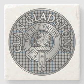 Clan Gladstone Wappen & Tartan Steinuntersetzer (Vorderseite)