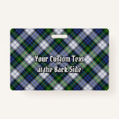 Clan Gordon Dress Tartan Abzeichen Ausweis (Rückseite)