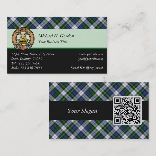 Clan Gordon Dress Tartan Business Card Visitenkarte (Vorne/Hinten)