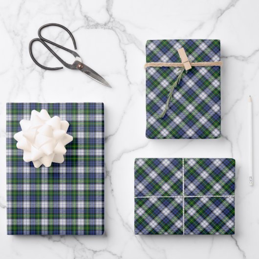 Clan Gordon Dress Tartan Wrapping Paper Sheets Geschenkpapier Set (Vorderseite)